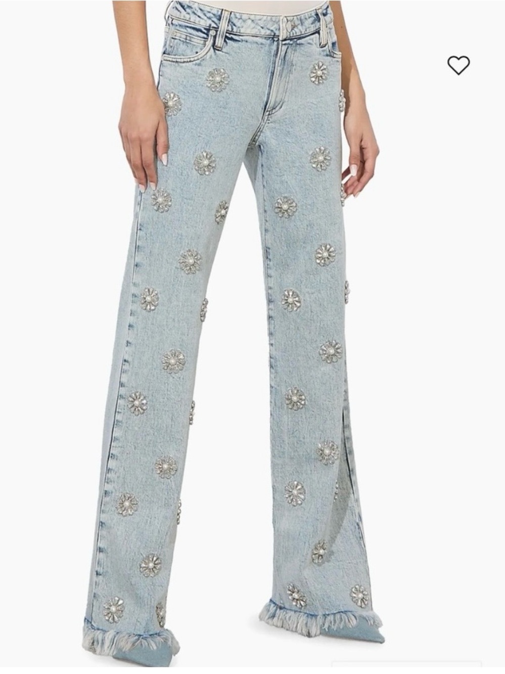 Alice + Olivia Roxie Crystal-Embellished Straight -Leg Jeans